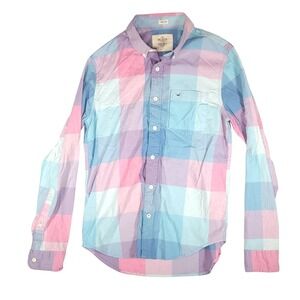 Hollister Shirt Mens Small Multicolor Plaid Long Sleeve Button Up Epic Flex